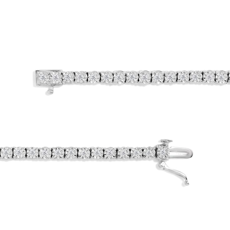 Sterling Silver 1.0ctw Miracle-Set Diamond Bezel Tennis Bracelet (I-J
Color, I3 Clarity)