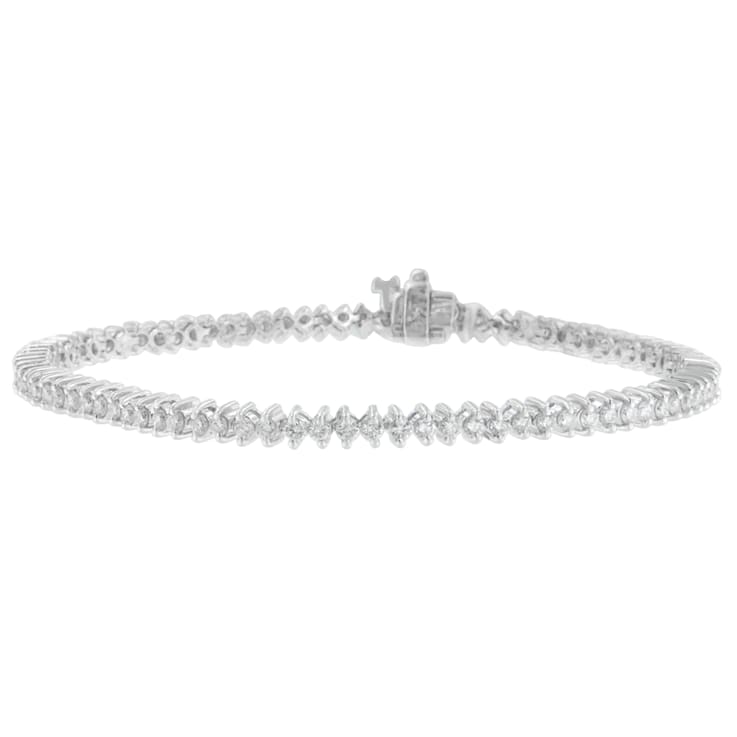 14K White Gold 2.0ctw Round Cut Diamond Tennis Bracelet