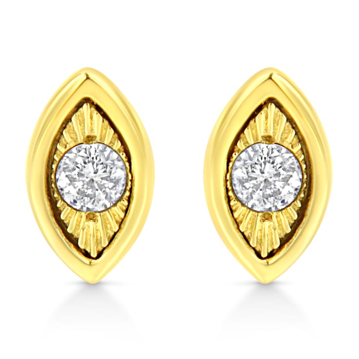 10K Yellow Gold Over Sterling Silver 1/10ctw Miracle-Set Diamond
Marquise Shape Stud Earrings