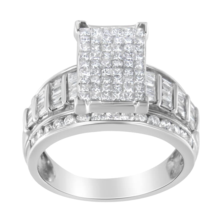 14K White Gold 2.0ctw Mixed-Cut Diamond Rectangle Ring (H-I Color,
SI2-I1 Clarity)