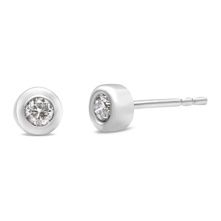 10K White Gold 1/5ctw Round Brilliant-Cut Near Colorless Diamond
Bezel-Set Stud Earrings
