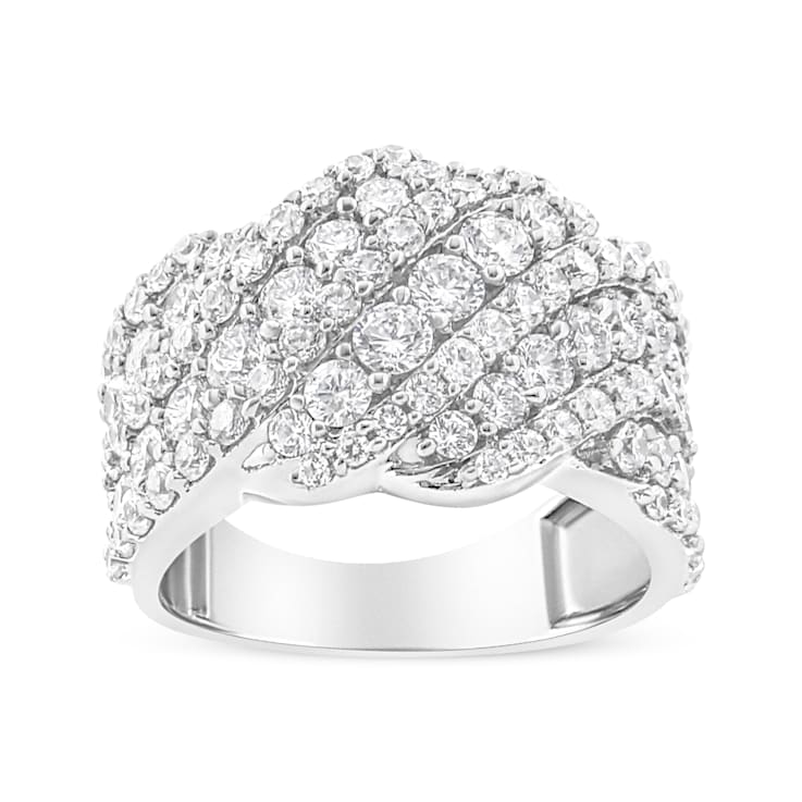 10K White Gold 3.00ctw Diamond Multi Row Cluster Band Ring (I-J Color,
I3 Clarity)