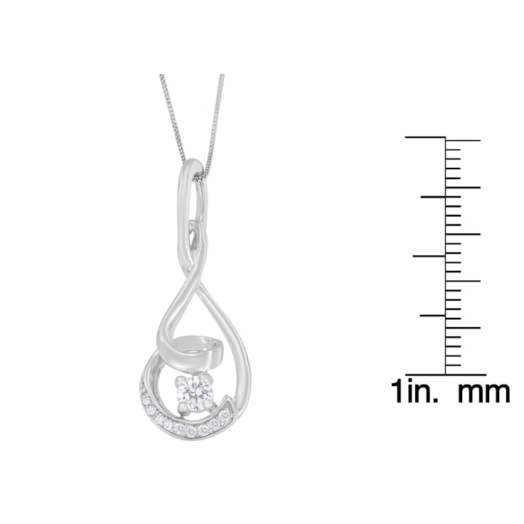 10K White Gold Espira 1/4ctw Round Cut Diamond Spiral Link Pendant With
Chain(H-I, I1-I2)