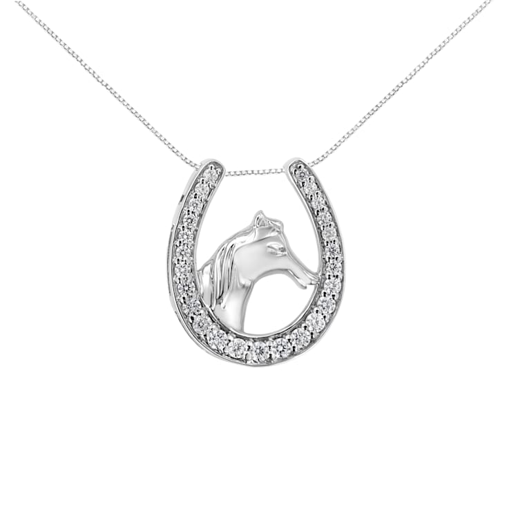 Sterling Silver 1/4ctw Diamond U Shape Pendant w\chain(I-J, I3-Promo)
