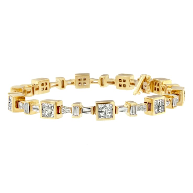 14K Yellow Gold 6 3/4 Ctw Mixed-Cut Diamond Tennis Bracelet (H-I Color,
VS2-SI1 Clarity) - Size 7