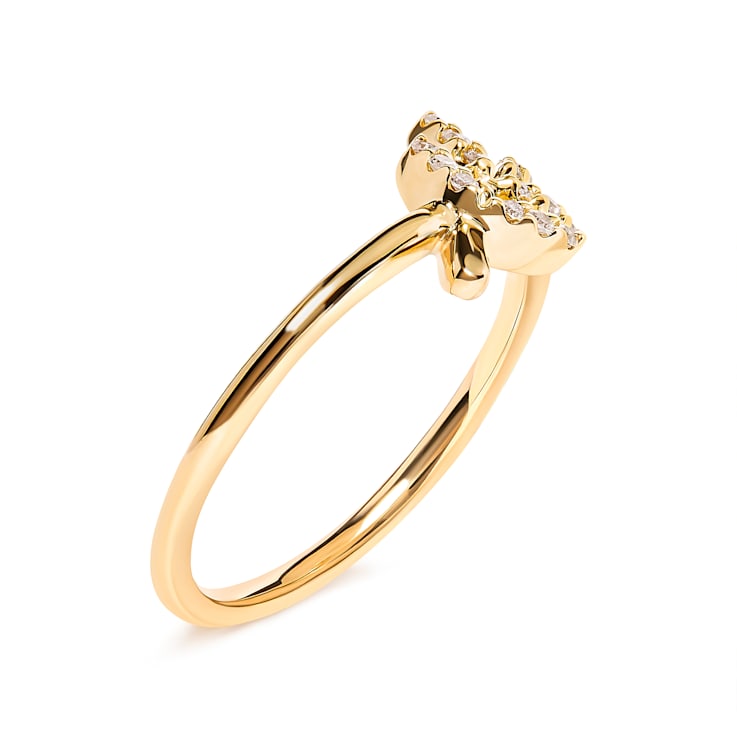 10K Yellow Gold 1/10ctw Diamond Leaf and Branch Ring (H-I Color, I1-I2 Clarity)