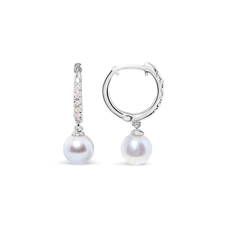 10K White Gold 6x6 MM Cultured Freshwater Pearl and Diamond Accent Drop
Huggy Earring