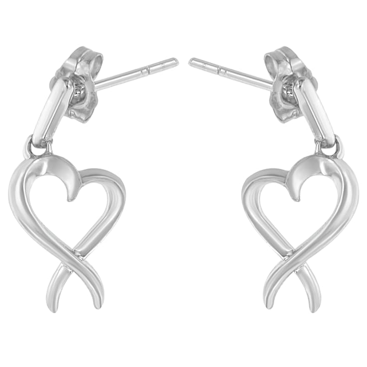 Sterling Silver Dangle-Heart Earrings