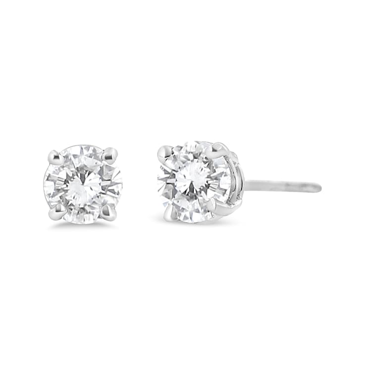 14K White Gold 3/4ctw Lab Grown Diamond 4-Prong Classic Stud Earrings