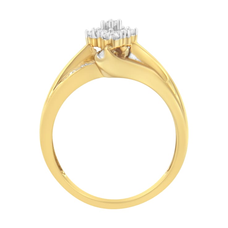 10K Yellow Gold 1/2ctw Diamond Cluster Cocktail Ring (J-K Clarity, I1-I2 Color)