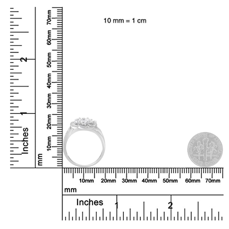 14K White Gold Floral Cluster Diamond Ring (1.0ctw, H-I Color, SI2-I1 Clarity)