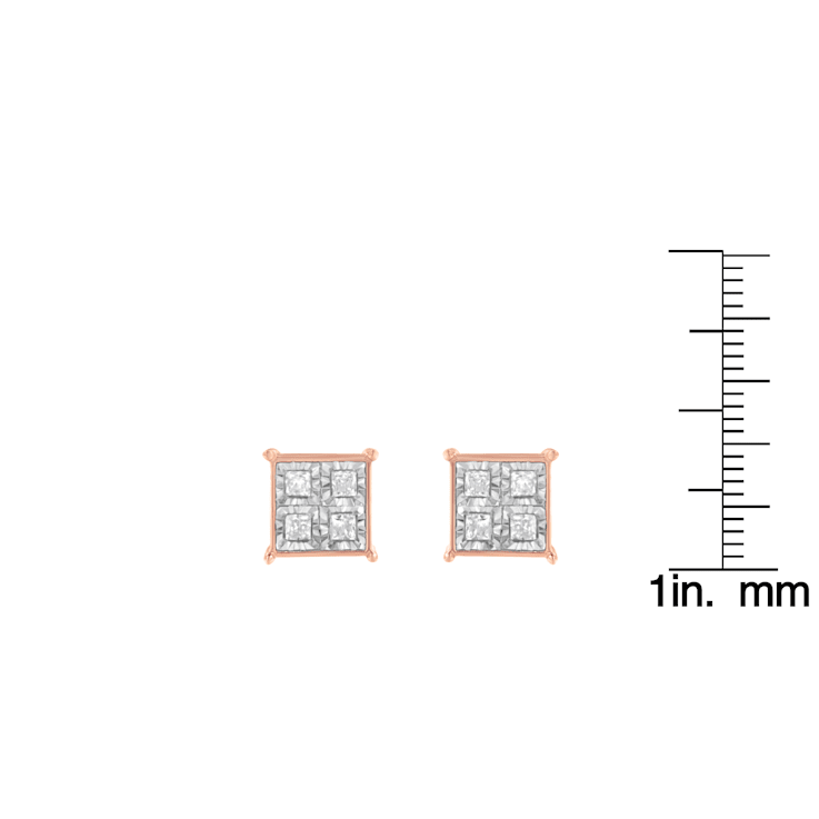 10K Rose Gold Over Sterling Silver Diamond Stud Earrings 3/4ctw