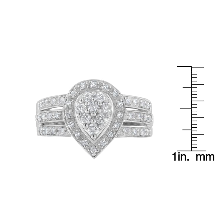 10K White Gold Round Cut Diamond Teardrop Ring (1/2ctw, H-I Color,
SI2-I1 Clarity)