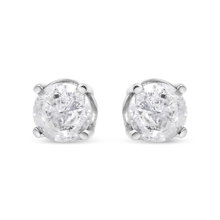 Sterling Silver 3/4ctw 4-Prong Round-cut "Salt and Pepper"
Diamond Classic Stud Earrings