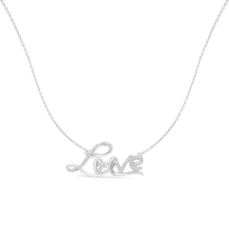 Sterling Silver 1/4 Cttw Diamond Cursive "Love" 18"
Pendant Necklace (H-I Color, I1-I2 Clarity)