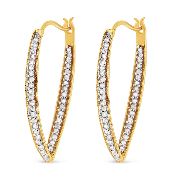 0.50ctw Diamond Inside Out 14K Yellow Gold Hoop Earrings