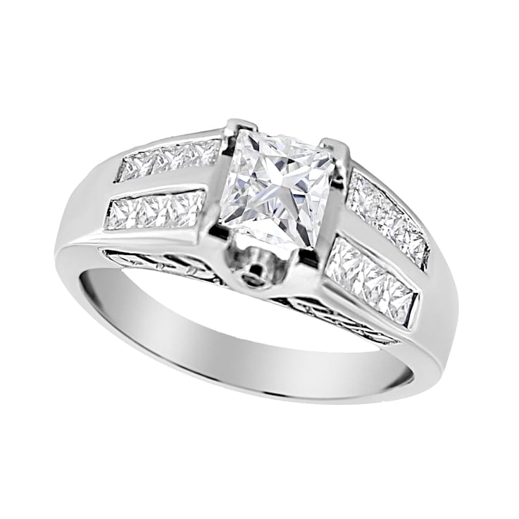 14K White Gold 1 1/4ctw Princess Cut Diamond Engagement Ring (H-I Color,
SI1-SI2 Clarity) Size 7