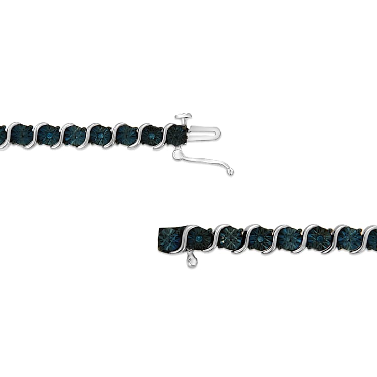 Sterling Silver .10ctw Miracle-Set Blue Color Diamond Miracle Plate
"S" Link Tennis Bracelet