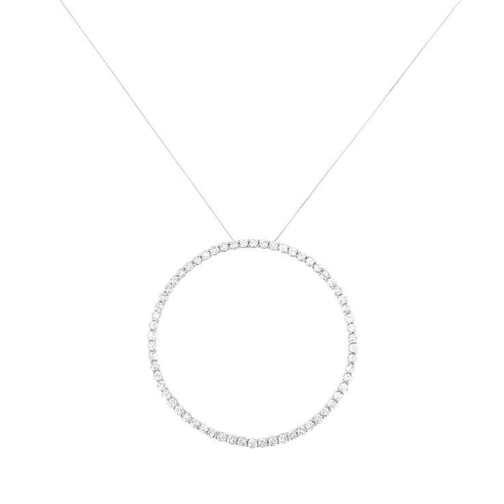 Sterling Silver 5.0ctw Round Diamond Open Circle Hoop Necklace (I-J
Color, I2-I3 Clarity)