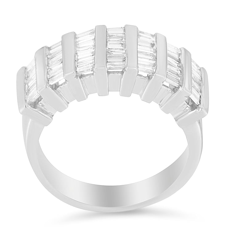 Sterling Silver 1.0ctw Baguette Diamond Channel Multi-Row Wedding Ring
(H-I Color, I1-I2 Clarity)
