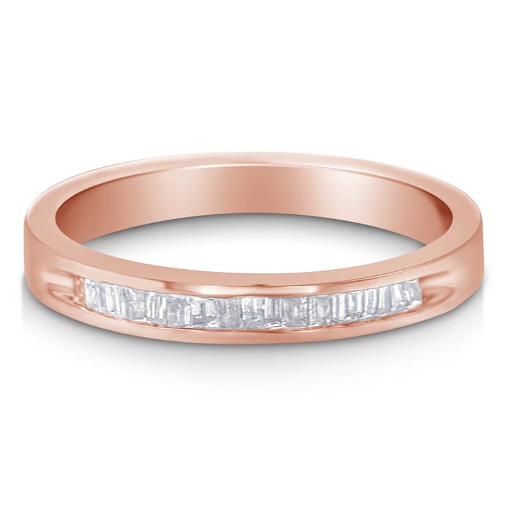 10K Rose Gold Over Sterling Silver 1/5ctw Diamond Channel-Set Band Ring
(H-I Color, I1-I2 Clarity)