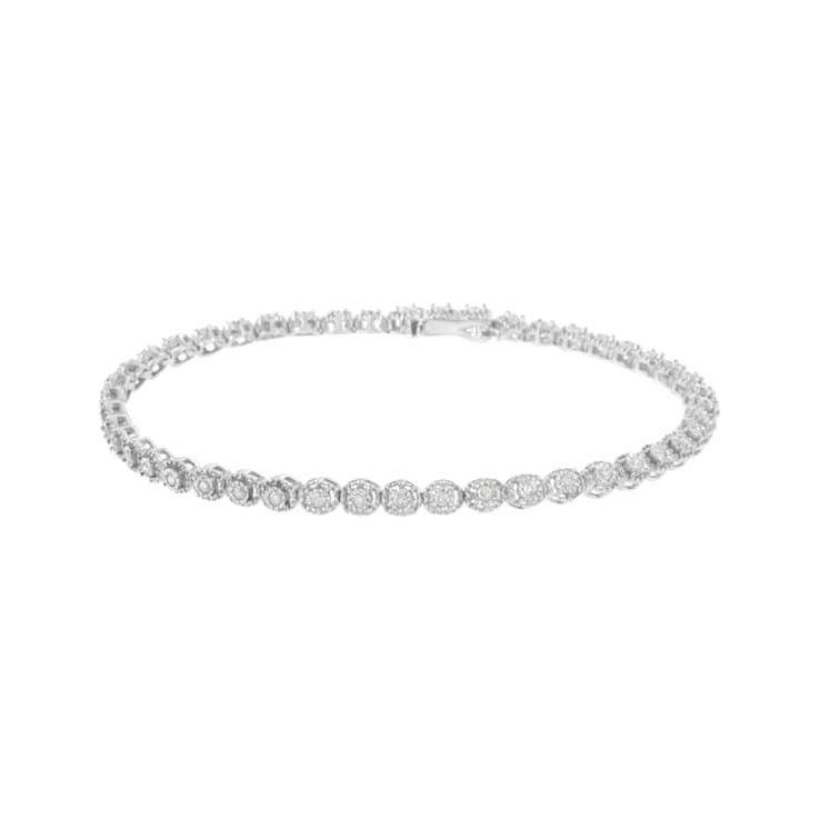 Sterling Silver .50ctw Miracle-Set Diamond Bezel Look Tennis Bracelet