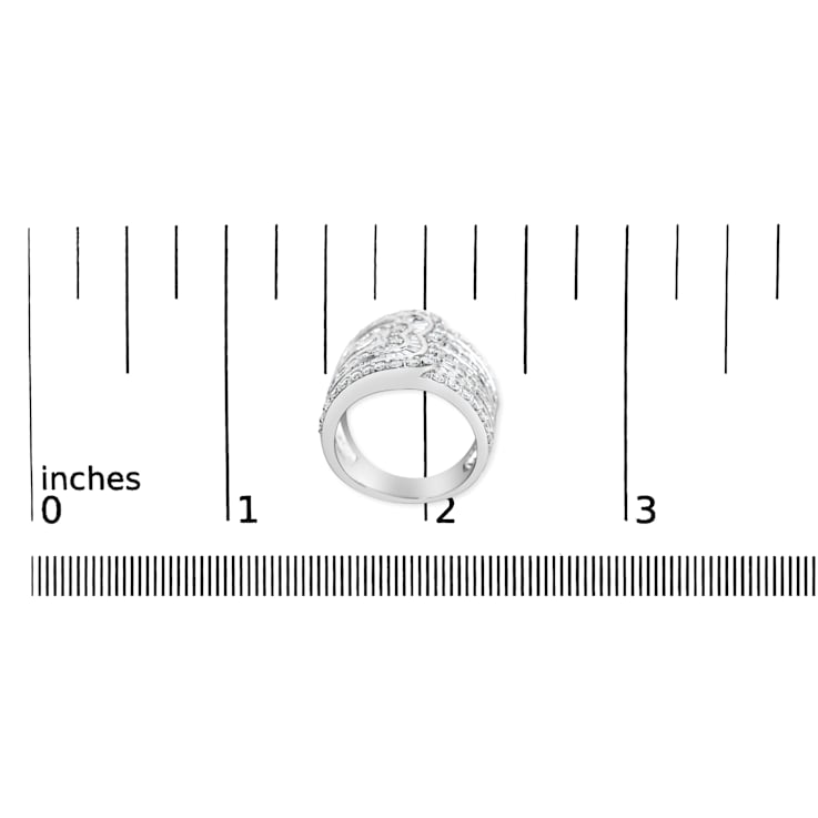 10K White Gold 2 1/2ctw Mixed Shapes-Cut Diamond Multi-Row Bypass Ring