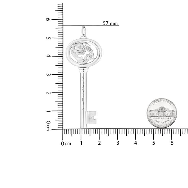 .925 Sterling Silver Diamond Accent Zodiac Key Pendant Necklace