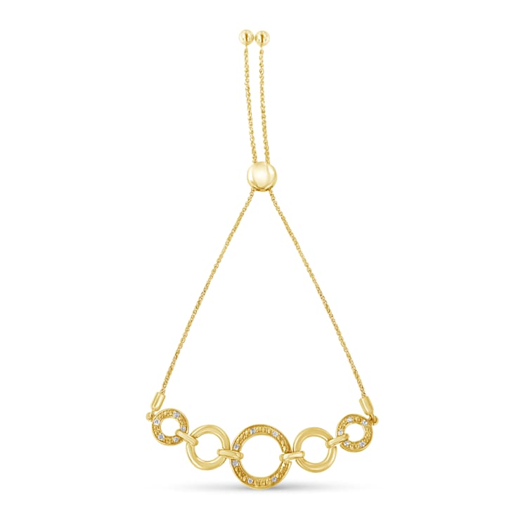 10K Yellow Gold Over Sterling Silver Diamond Accent Graduated Infinity
Open Circle Adjustable Bolo