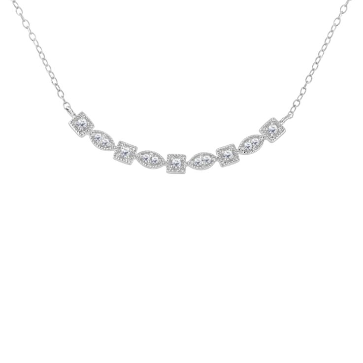 Sterling silver diamond bar necklace deals