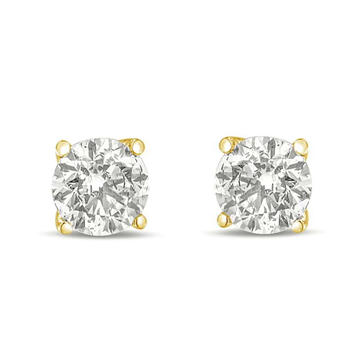 14K Yellow Gold 1.0 Cttw Round Lab Grown White Diamond 4-Prong Classic
Solitaire Stud Earrings