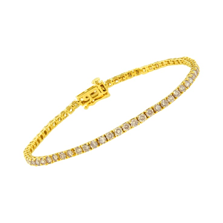 14K Yellow Gold 4.0ctw Round Diamond Prong Set Classic Tennis Bracelet