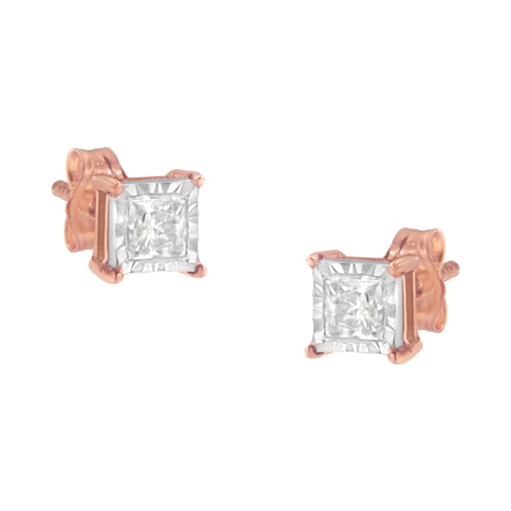 14K Rose Gold Over Sterling Silver 1/2ctw Diamond Solitaire
Miracle-Plate Stud Earrings