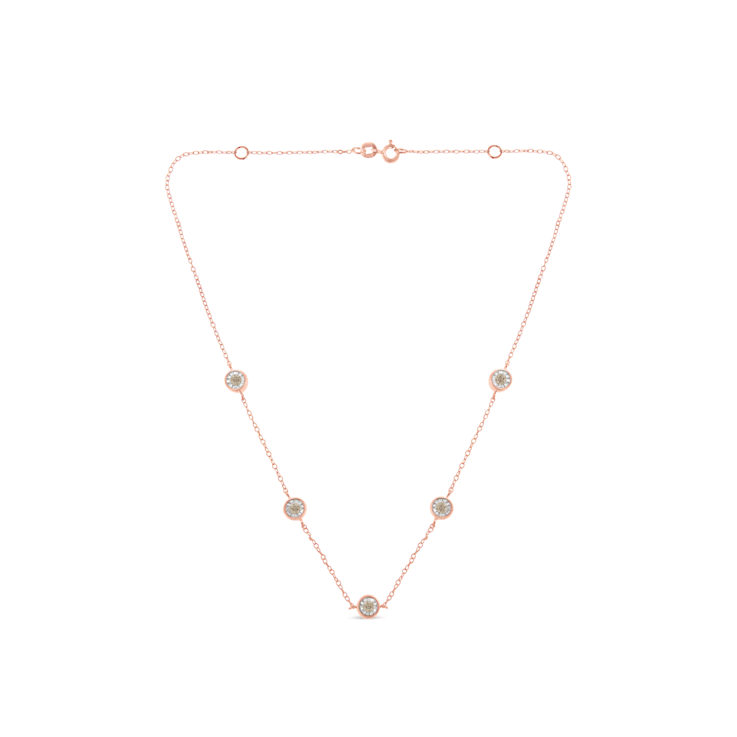 10K Two-tone Gold Over Sterling Silver Diamond Station Necklace (1/2
cttw, K-L Color, I2-I3 Clarity)