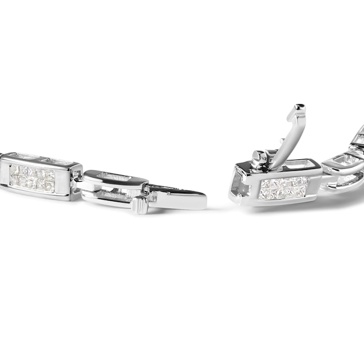 14K White Gold 1.0ctw Invisible Set Diamond Alternating Station and Link
Tennis Bracelet
