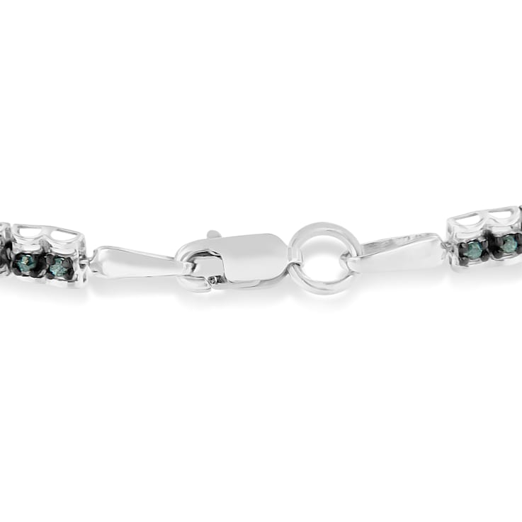 Black Rhodium over Sterling Silver 1.0ctw Rose Cut Blue Diamond
Double-Link 7" Tennis Bracelet