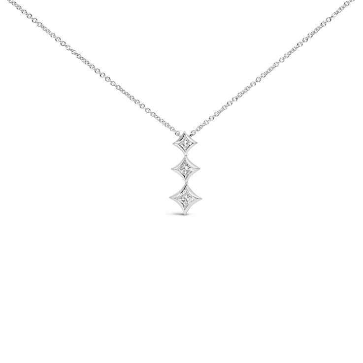 10K White Gold 1/5ctw Princess Cut Diamond 3 Stone 18" Pendant
Chain(H-I Color, SI2-I1 Clarity)
