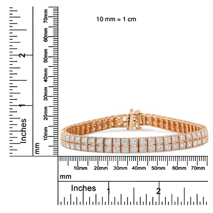 3.00ctw White Lab-Grown Diamond Two Row 14K Rose Gold Tennis Bracelet