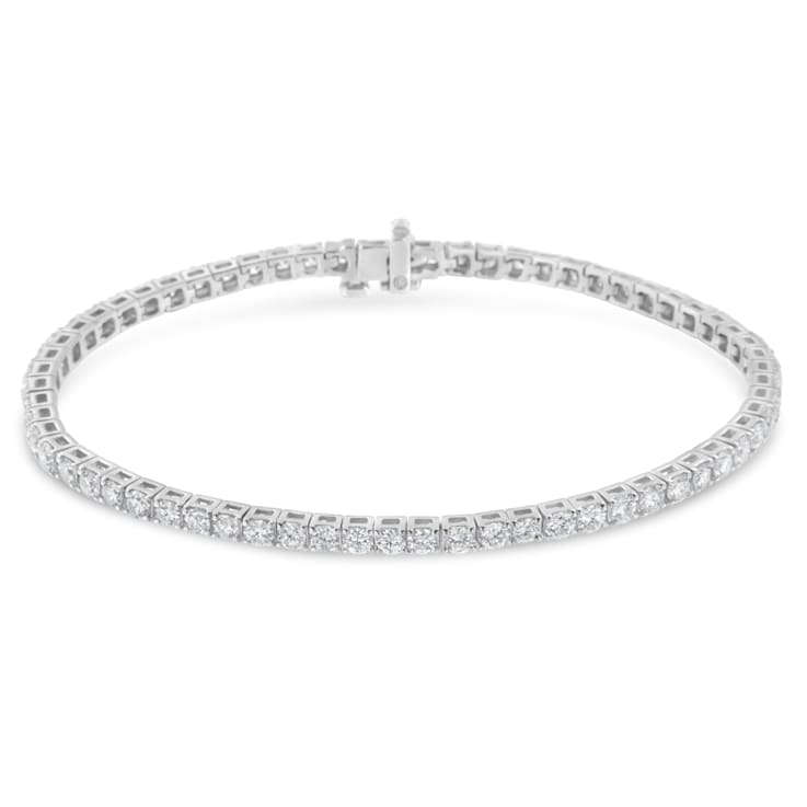 14K White Gold IGI Certified 5.0 Ctw Diamond  7” Tennis Bracelet (H-I
Color, I1-I2 Clarity)