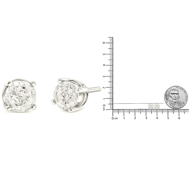 14K White Gold 3/4ctw Lab Grown Diamond 4-Prong Classic Stud Earrings