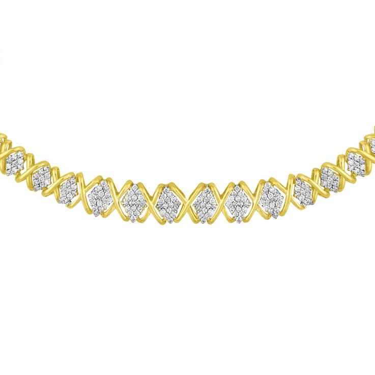 10K Yellow Gold 4ctw Round Diamond Graduating Riviera Necklace (H-I
Color, I2-I3 Clarity)