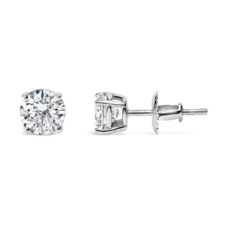 IGI Certified 14K White Gold 1 1/2 Cttw Round Diamond Solitaire Stud
Earrings with Screwbacks