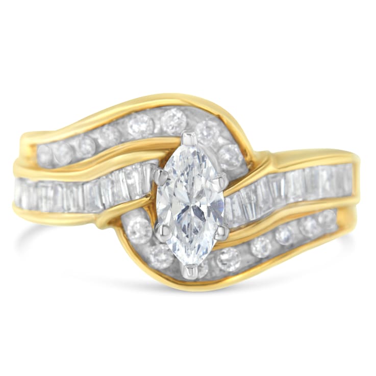 14K Yellow Gold Mixed Shapes Diamond Bypass Ring (1 cttw, H-I Color,
SI1-SI2 Clarity)