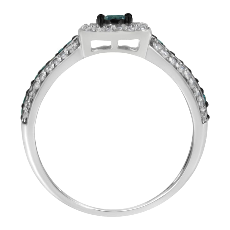 Sterling Silver Blue Miracle-Set Diamond Engagement Ring (1/2 Cttw, J-K
Color, I1-I2 Clarity)