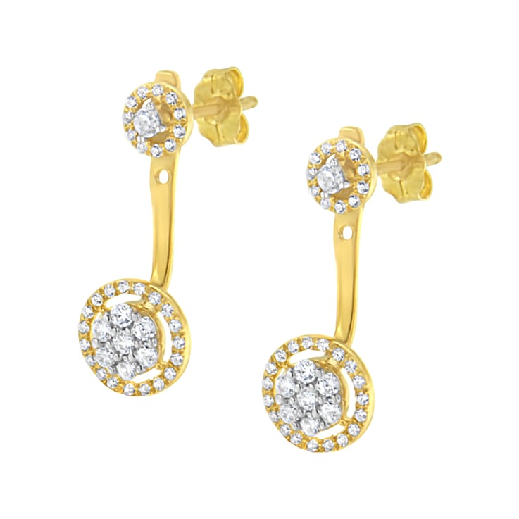 14K Yellow Gold Over Sterling Silver 5/8ctw Diamond Removable Stud and
Dangle Earrings