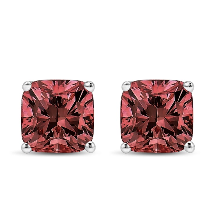 14K White Gold 1 1/2ctw Lab Grown Pink Cushion Set Classic Diamond
Solitaire Stud Earrings