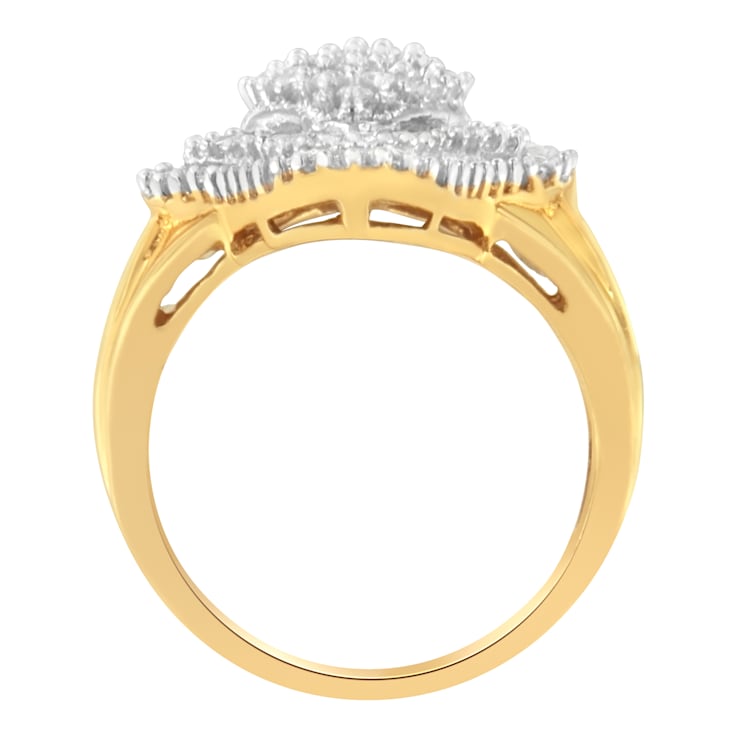 10KT Yellow Gold 1.0ctw Diamond Cluster Ring (I-J, I1-I2)