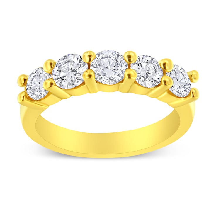 14K Yellow Gold Over Sterling Silver 1 1/2ctw Round Diamond Band Ring
(K-L Color, SI2-I1 Clarity)