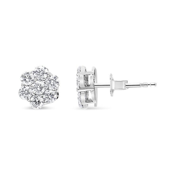 14K White Gold 1.0ctw Diamond Composite Stud Earrings