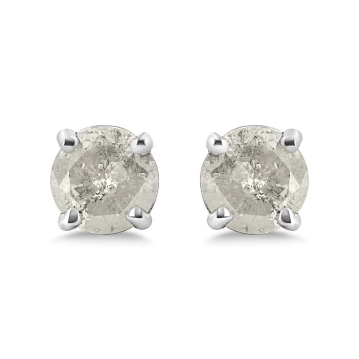 .925 Sterling Silver 1/2ctw Round-cut "Salt and Pepper"
Diamond Classic Stud Earrings